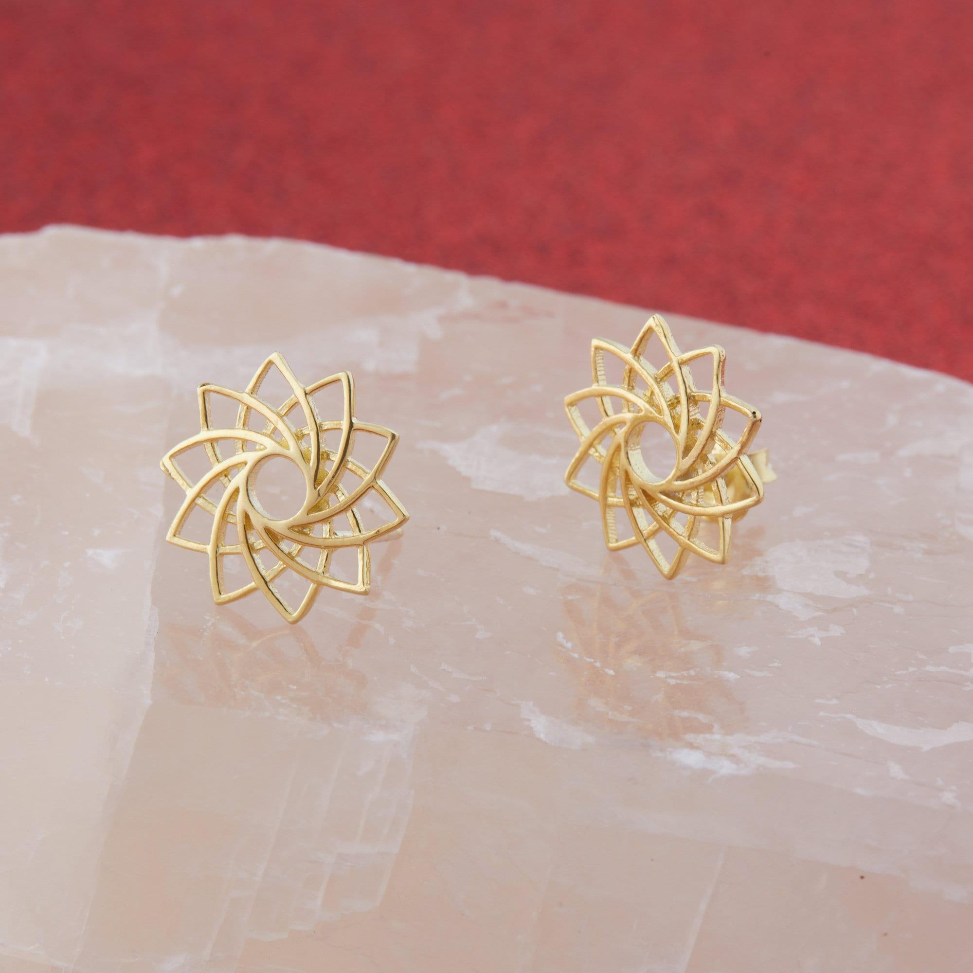Lotus Flower Stud Earrings - 18K Gold Vermeil - Glamour Jewelry House