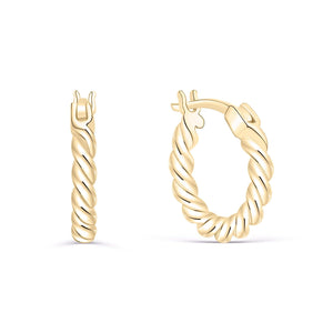 Dainty Twisted Hoop Earrings - 18K Gold Vermeil - Glamour Jewelry House
