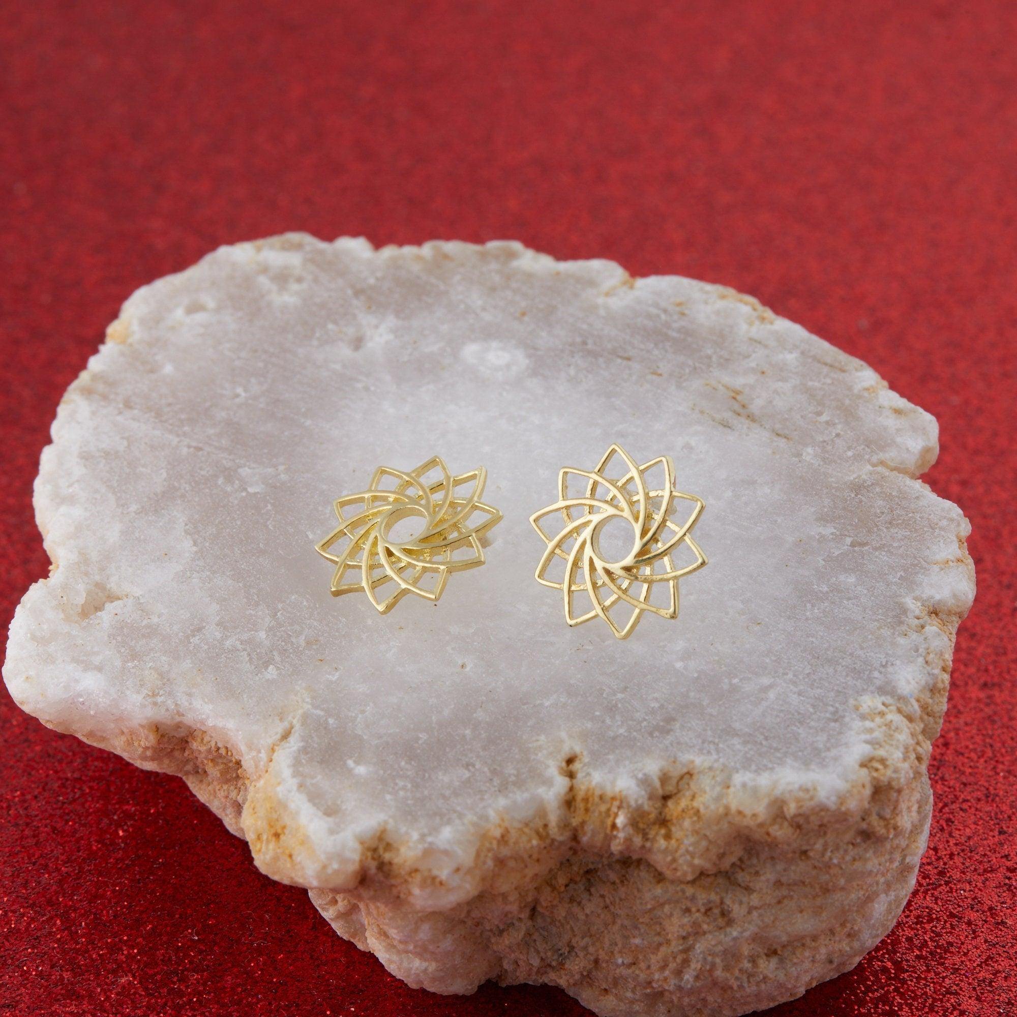 Lotus Flower Stud Earrings - 18K Gold Vermeil - Glamour Jewelry House