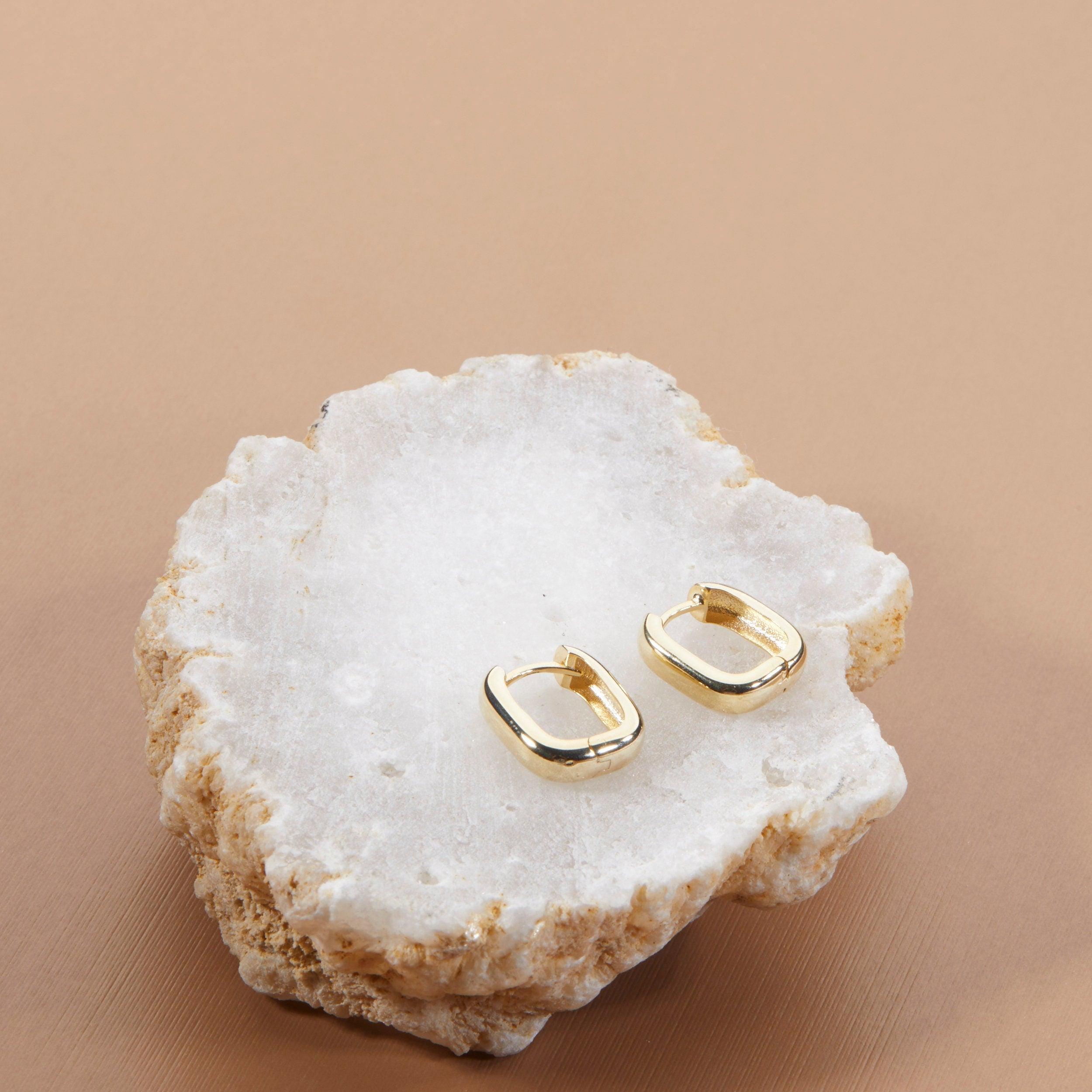Square Huggie Hoop Earrings - 18K Gold Vermeil - Glamour Jewelry House