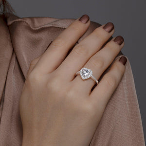 Solitaire Heart CZ Diamond Engagement Ring - 18K Gold Vermeil - Glamour Jewelry House