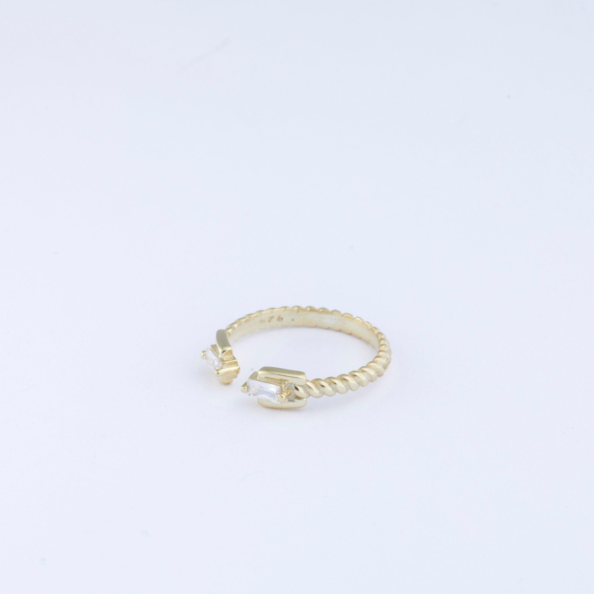 Double Baguette Diamond Ring - 18K Gold Vermeil - Glamour Jewelry House