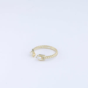 Double Baguette Diamond Ring - 18K Gold Vermeil - Glamour Jewelry House