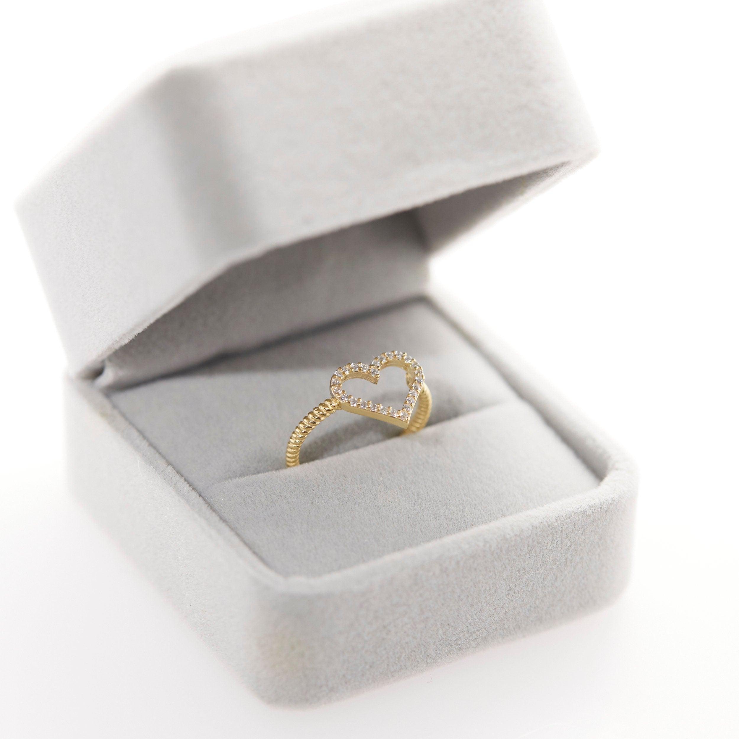 Pave Heart Ring - 18K Gold Vermeil - Glamour Jewelry House