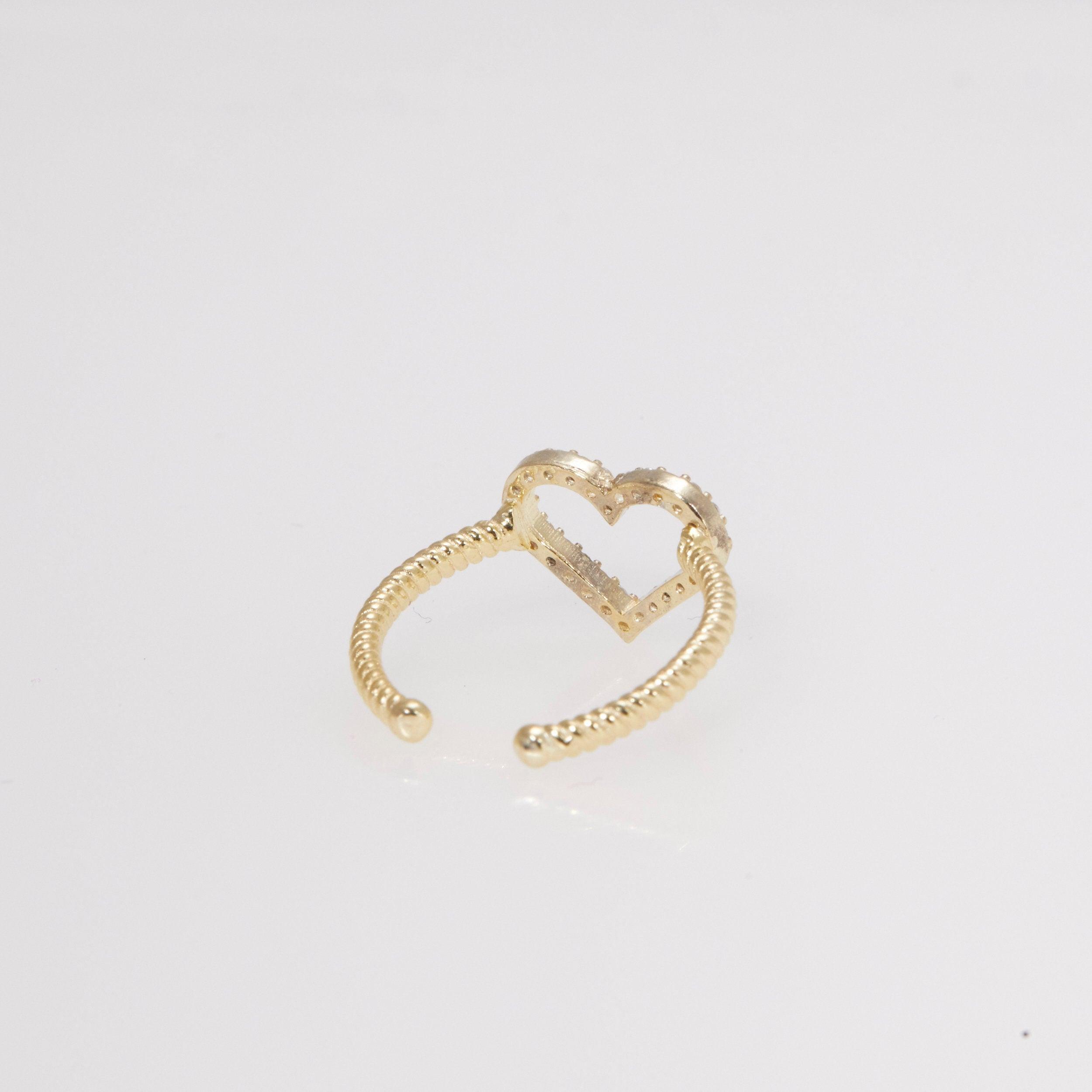 Pave Heart Ring - 18K Gold Vermeil - Glamour Jewelry House