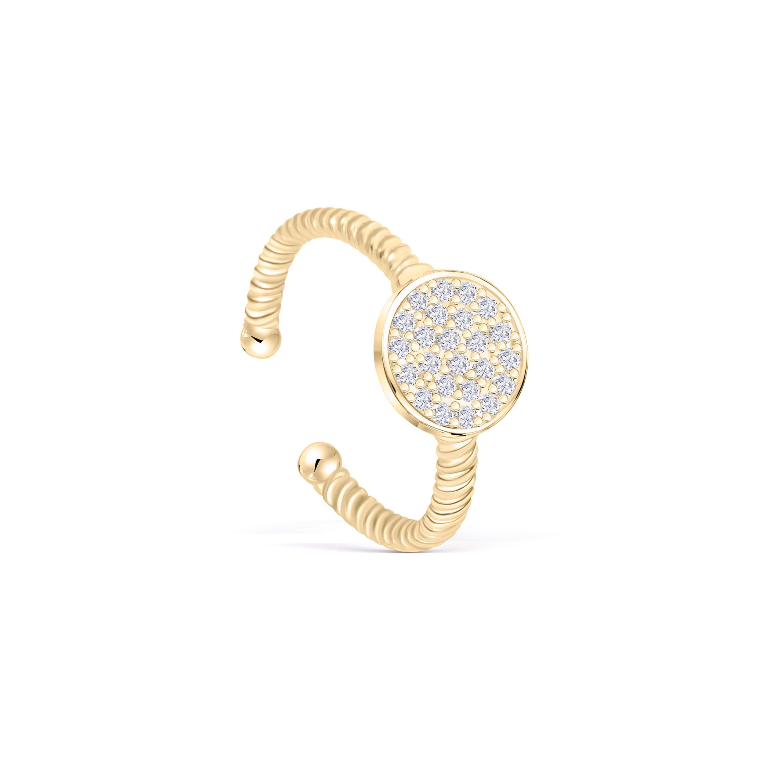 Round Pave Diamond Ring - 18K Gold Vermeil - Glamour Jewelry House