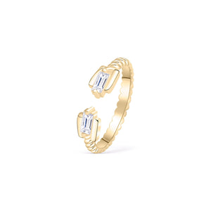Double Baguette Diamond Ring - 18K Gold Vermeil - Glamour Jewelry House