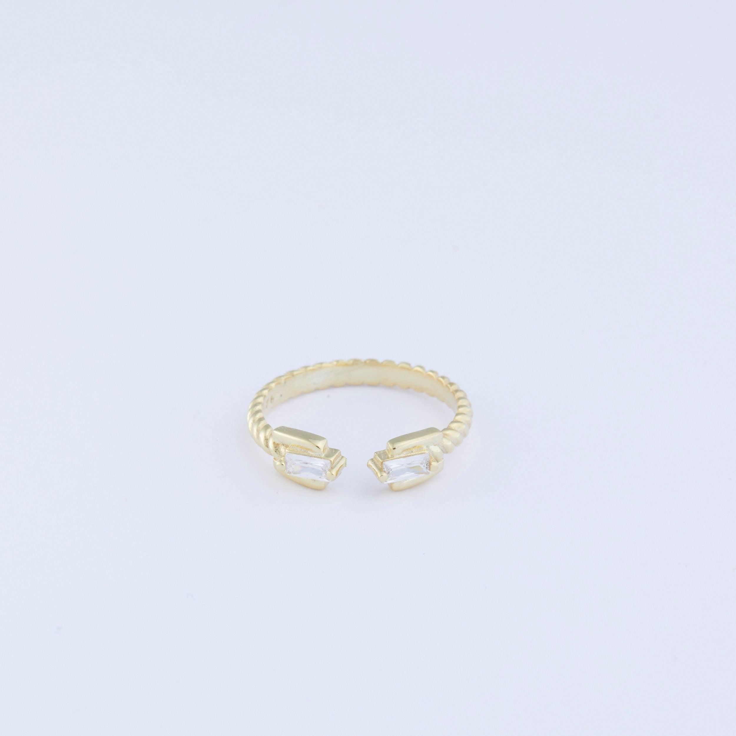 Double Baguette Diamond Ring - 18K Gold Vermeil - Glamour Jewelry House