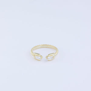 Double Baguette Diamond Ring - 18K Gold Vermeil - Glamour Jewelry House