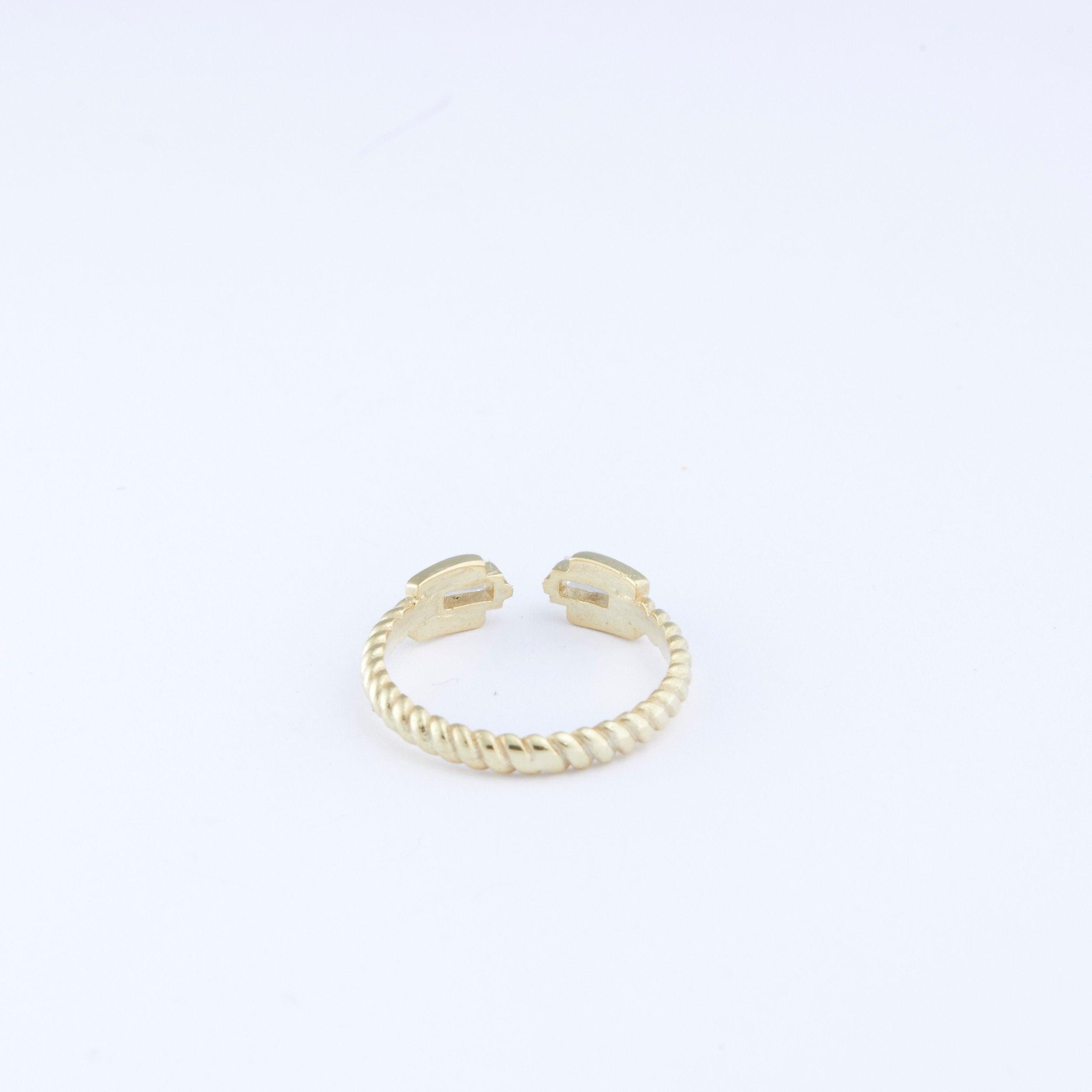 Double Baguette Diamond Ring - 18K Gold Vermeil - Glamour Jewelry House