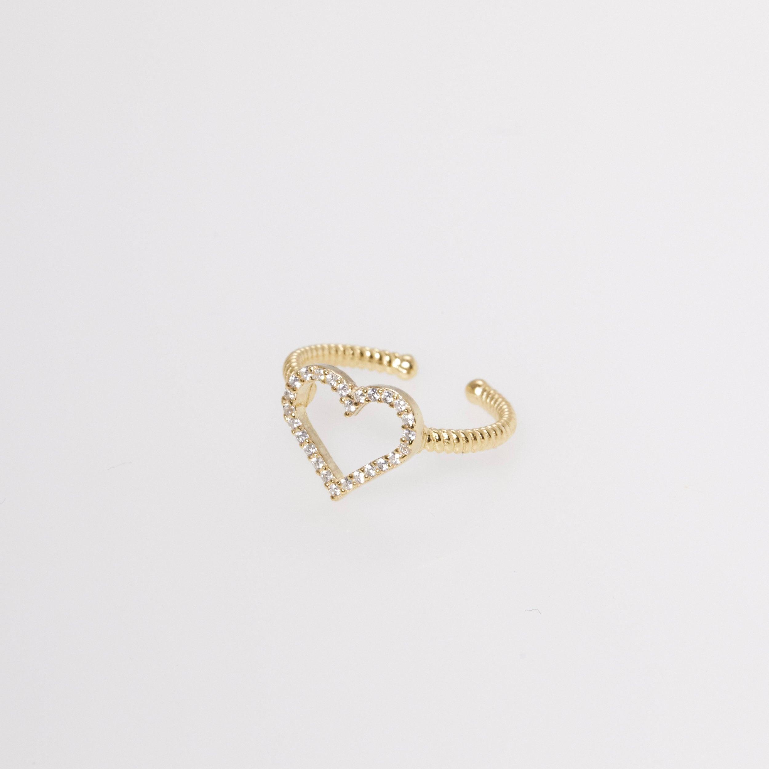 Pave Heart Ring - 18K Gold Vermeil - Glamour Jewelry House