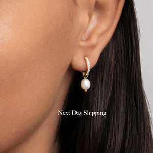 Dainty Pearl Earrings - 18K Gold Vermeil - Glamour Jewelry House
