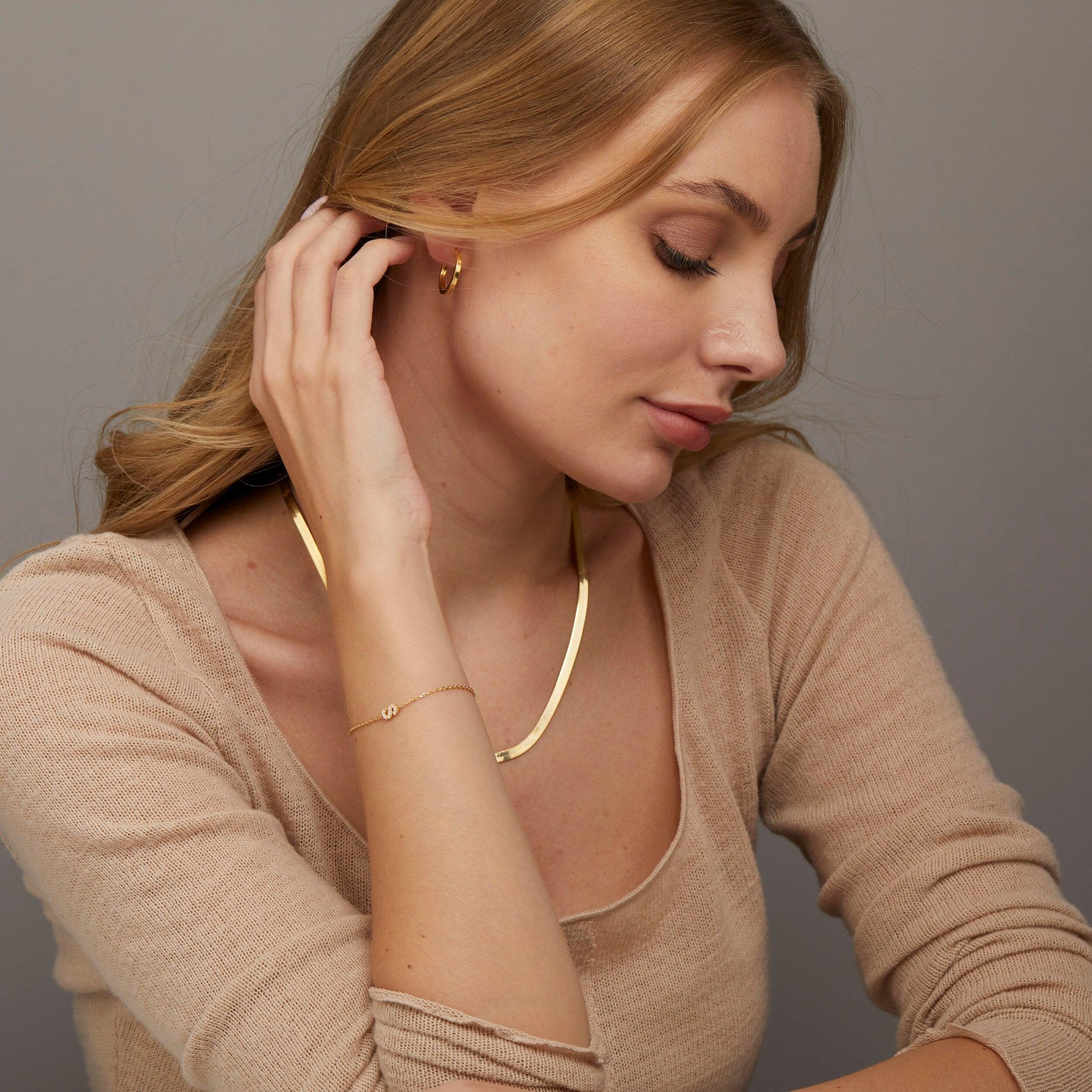 Pave Initial Bracelet - 18K Gold Vermeil - Glamour Jewelry House