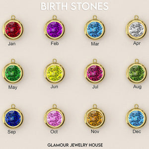 Vertical Name Necklace with Birthstone - 18K Gold Vermeil - Glamour Jewelry House