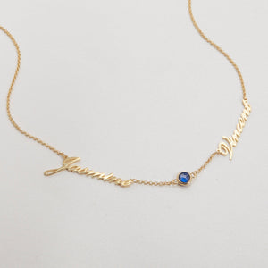 Custom 2 Name Necklace with Birthstone - 18K Gold Vermeil - Glamour Jewelry House