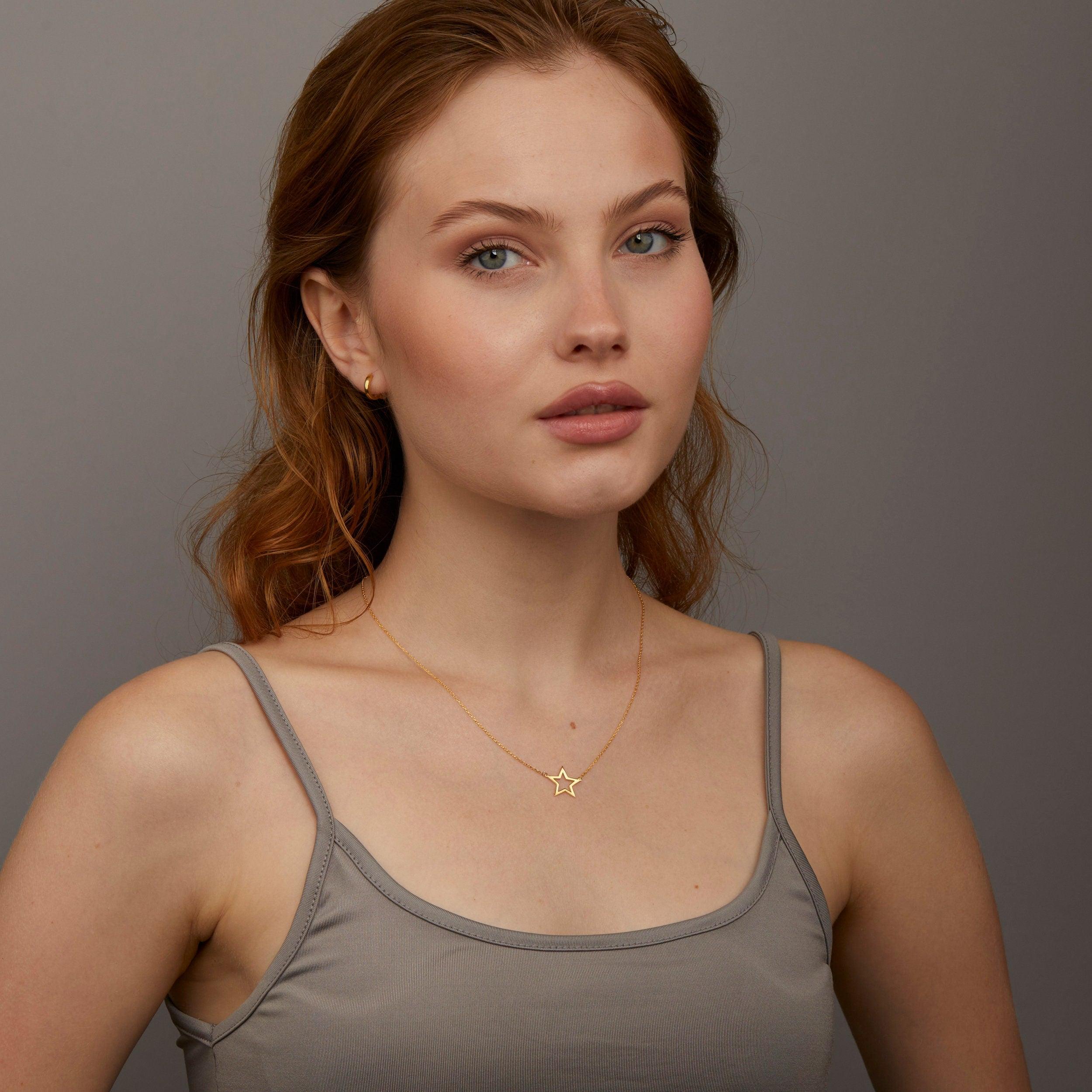 Gold Star Necklace - 18K Gold Vermeil - Glamour Jewelry House