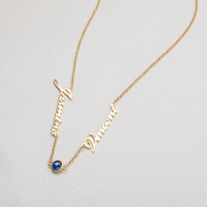 Custom 2 Name Necklace with Birthstone - 18K Gold Vermeil - Glamour Jewelry House