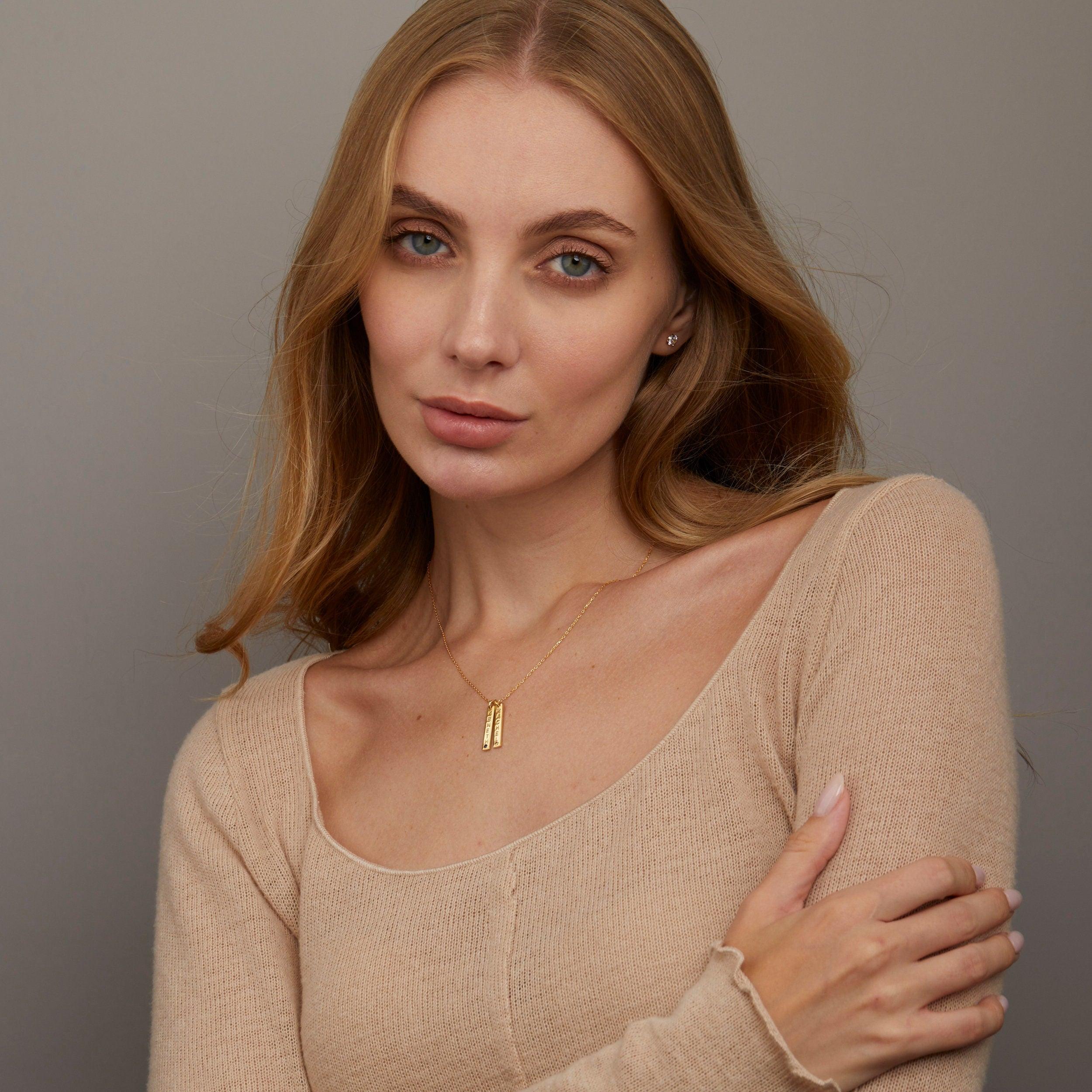 Bar Name Necklace with Birthstone - 18K Gold Vermeil - Glamour Jewelry House