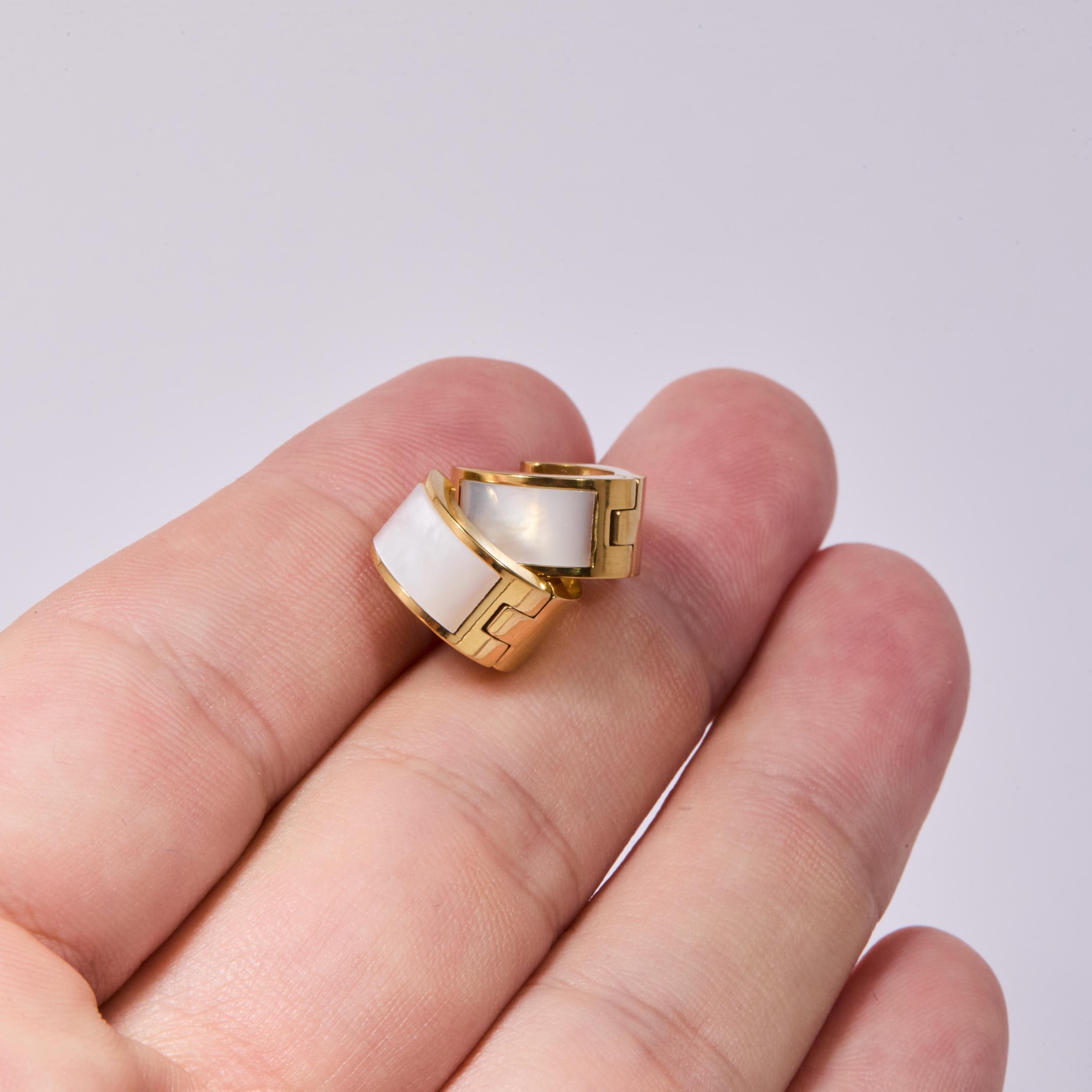 18K Gold Mother of Pearl Hoop Earrings - Glamour Jewelry House