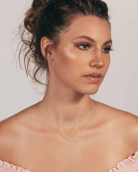 Close detail of the Initial Necklace with a Heart in 18K Gold Vermeil. Safe for sensitive skin, premium handmade jewelry.