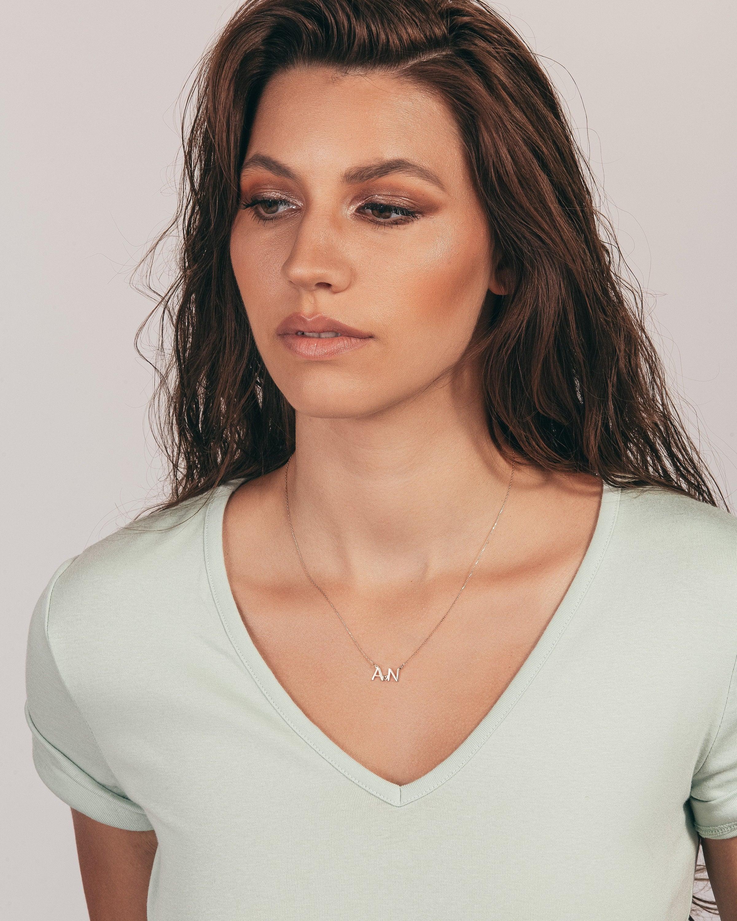 Initial Necklace with a Heart in Glamour Jewelry House gift box — 18K Gold Vermeil anniversary gift. Tarnish-resistant.