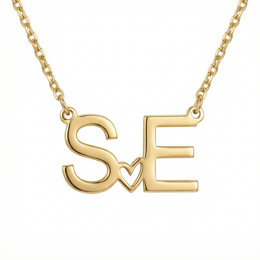 Initial Necklace with a Heart in 18K Gold Vermeil. Tarnish-resistant, perfect for daily wear.