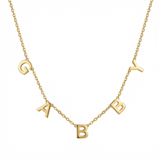 Letter Name Necklace in 18K Gold Vermeil. Tarnish-resistant, perfect for daily wear.