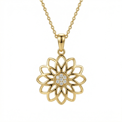 Lotus Flower Necklace in 18K Gold Vermeil. Tarnish-resistant, perfect for daily wear.