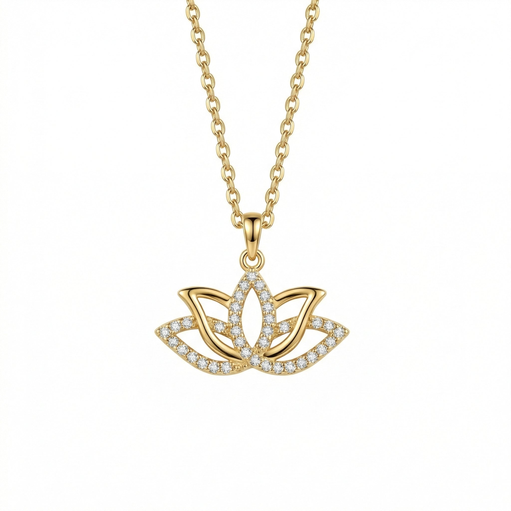 Lotus Necklace in 18K Gold Vermeil. Tarnish-resistant, perfect for daily wear.
