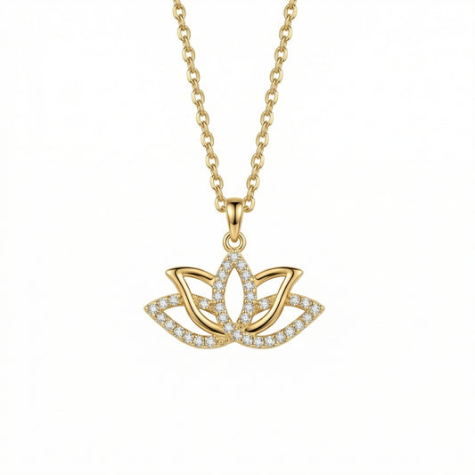 Lotus Necklace in 18K Gold Vermeil. Tarnish-resistant, perfect for daily wear.