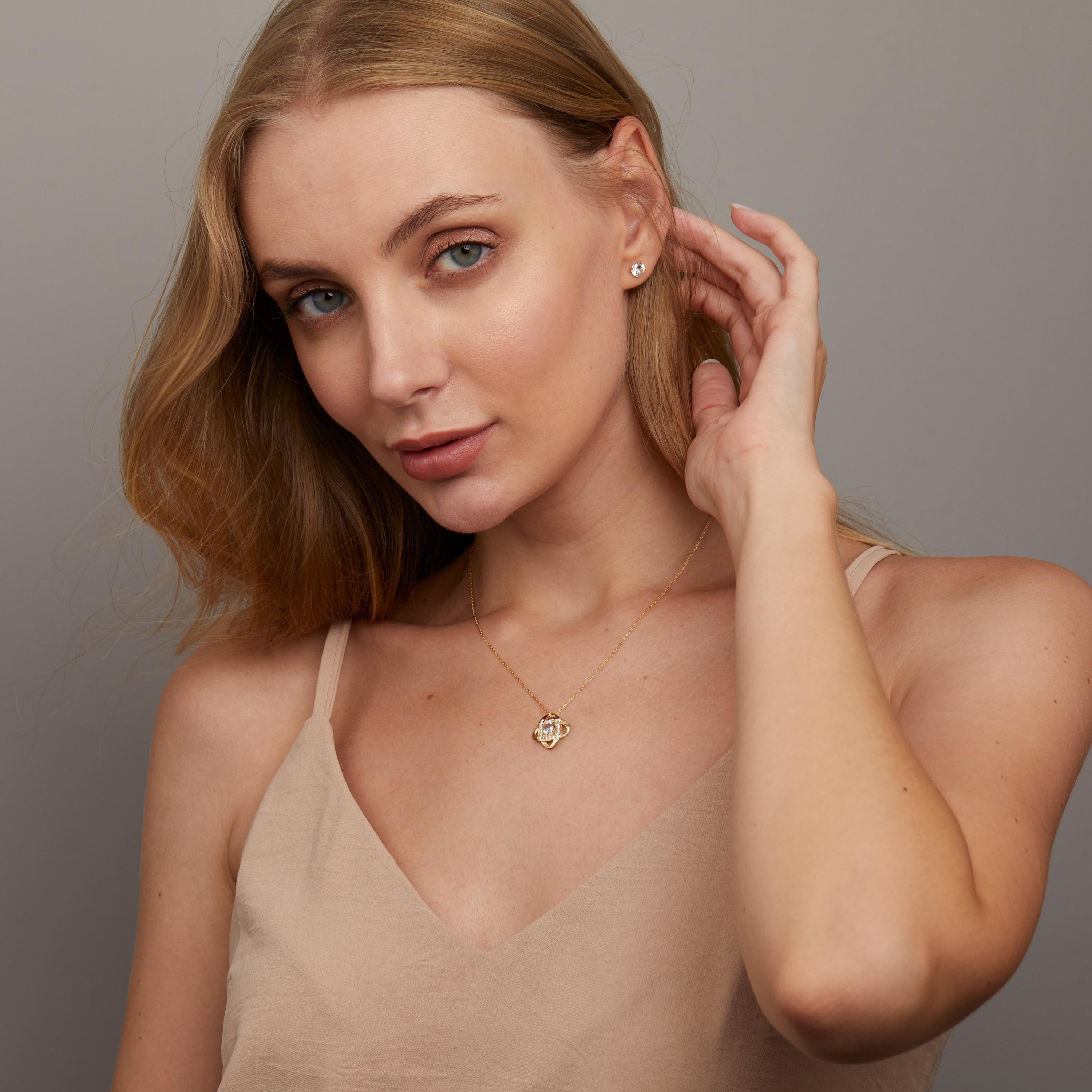 Love Knot Necklace as a thoughtful birthday gift in 18K Gold Vermeil. Hypoallergenic, no green marks.