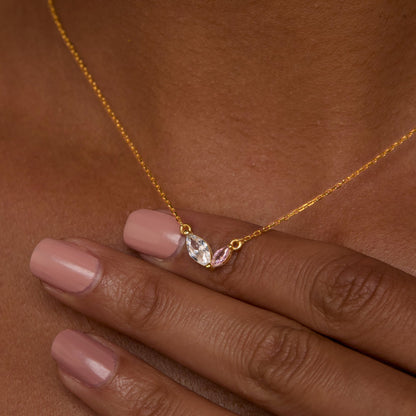 Marquese Double Birthstone Necklace in 18K Gold Vermeil — luxury handmade jewelry. Tarnish-resistant, perfect daily wear.