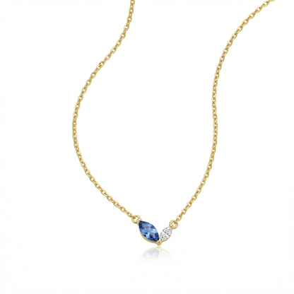 Marquese Double Birthstone Necklace in 18K Gold Vermeil with Birthstone. Tarnish-resistant, perfect for daily wear.
