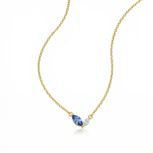 Marquese Double Birthstone Necklace in 18K Gold Vermeil with Birthstone. Tarnish-resistant, perfect for daily wear.