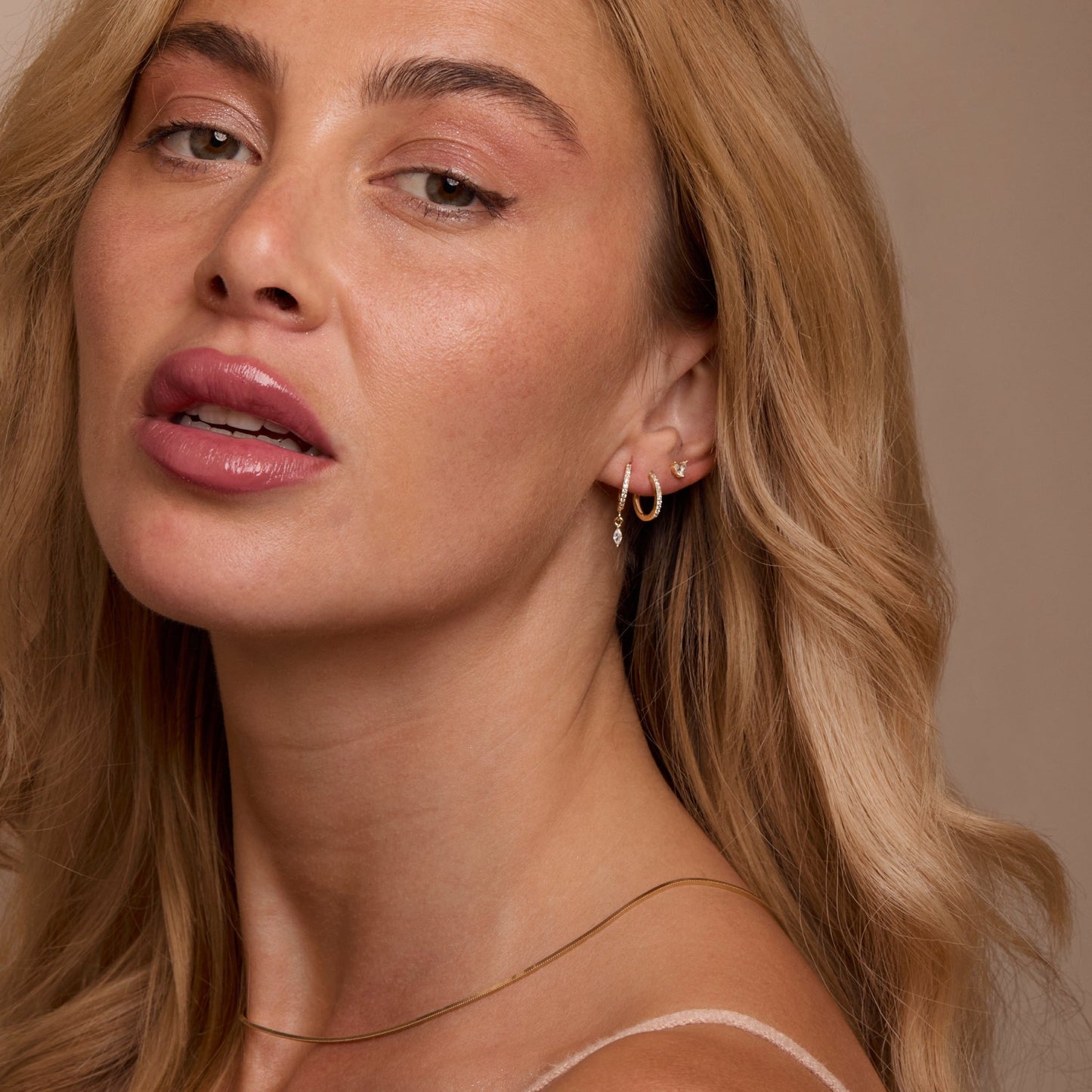 The Marquise Earring Set worn in 18K Gold Vermeil — refined accessory for women. Tarnish-resistant.
