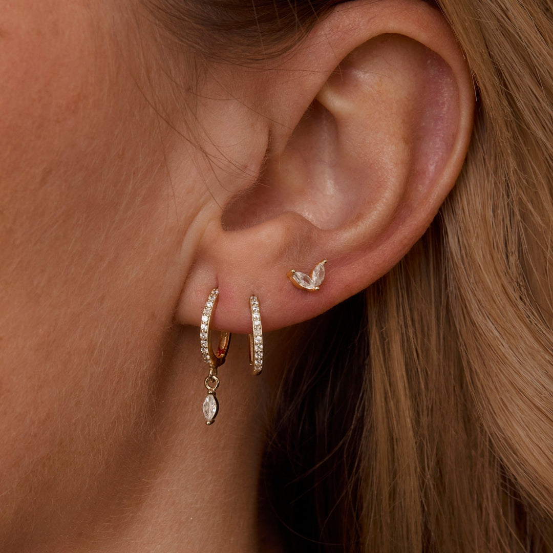 Marquise Earring Set in 18K Gold Vermeil — luxury handmade jewelry. No green marks, perfect daily wear.