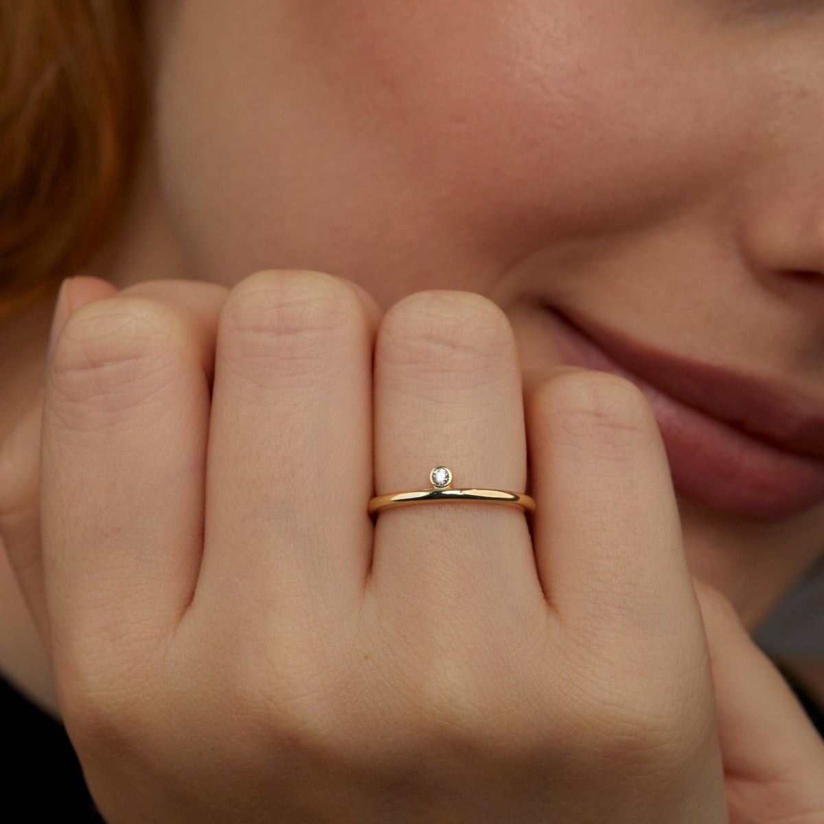 Minimalist CZ Diamond Stackable Ring in Glamour Jewelry House gift box — 18K Gold Vermeil anniversary gift. Hypoallergenic.
