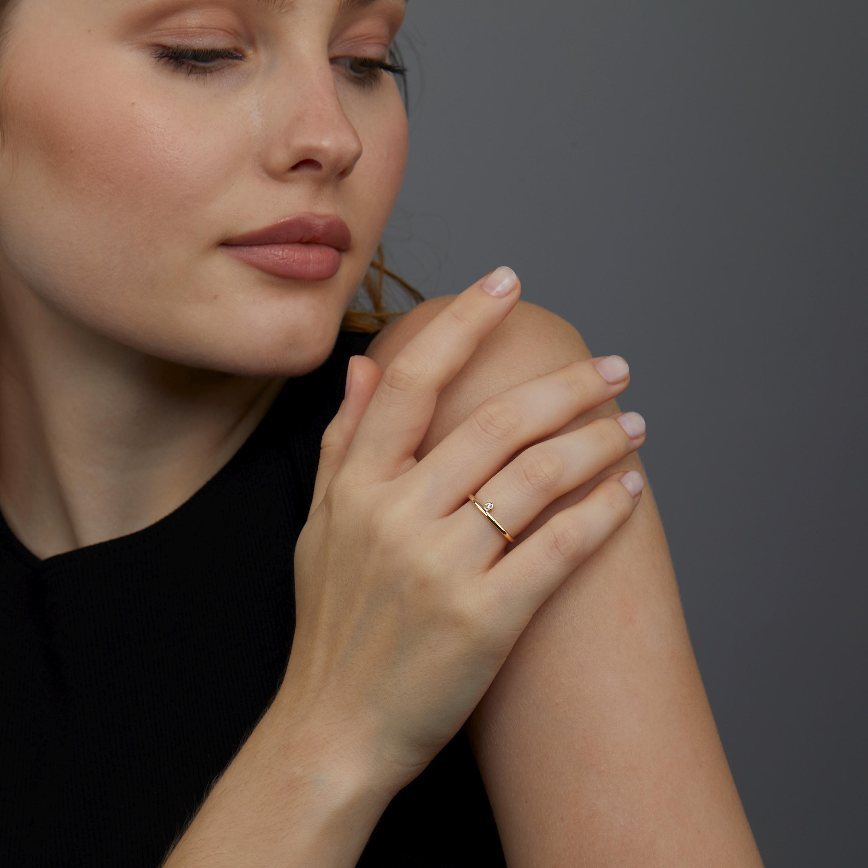 The Minimalist CZ Diamond Stackable Ring as an anniversary gift in 18K Gold Vermeil. Tarnish-resistant, made for keeping.
