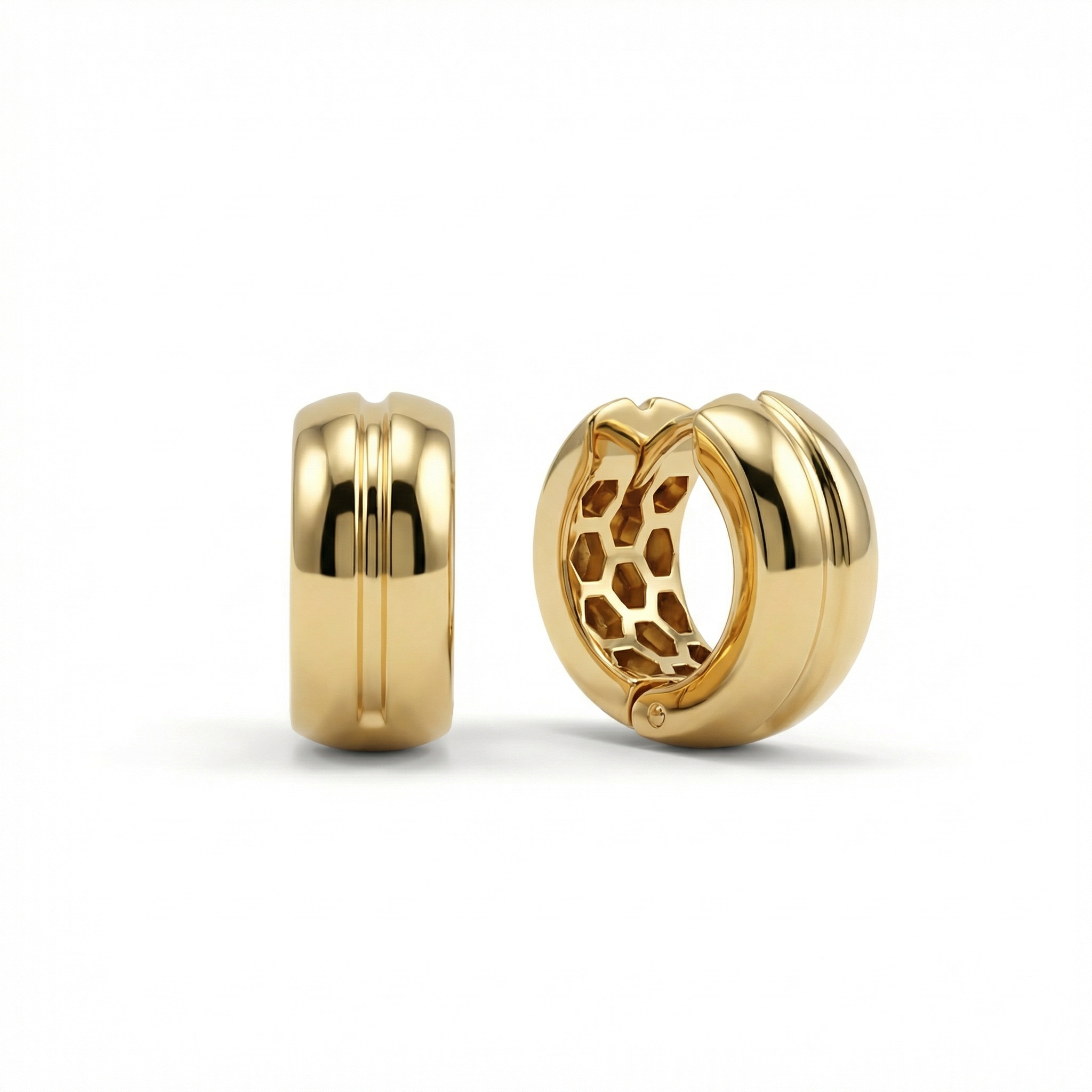 Modern Huggie Hoop Earrings in 18K Gold Vermeil. No green marks, perfect for daily wear.