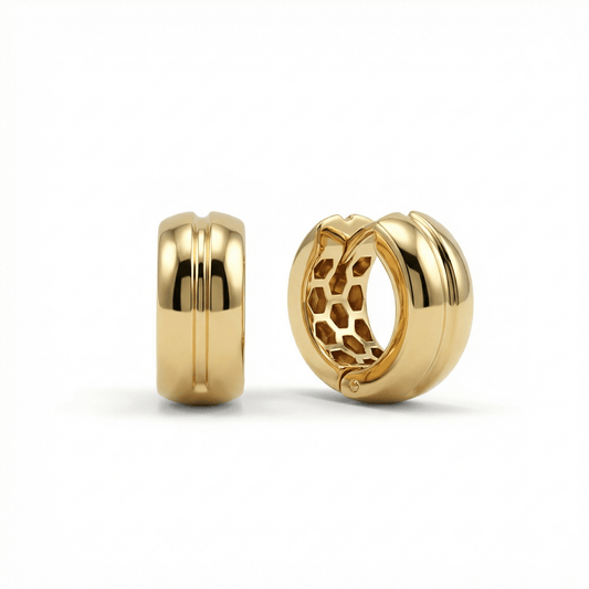 Modern Huggie Hoop Earrings in 18K Gold Vermeil. No green marks, perfect for daily wear.