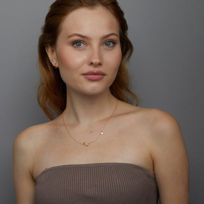 The Moon and Star Necklace styled in 18K Gold Vermeil — elegant everyday jewelry. Tarnish-resistant.