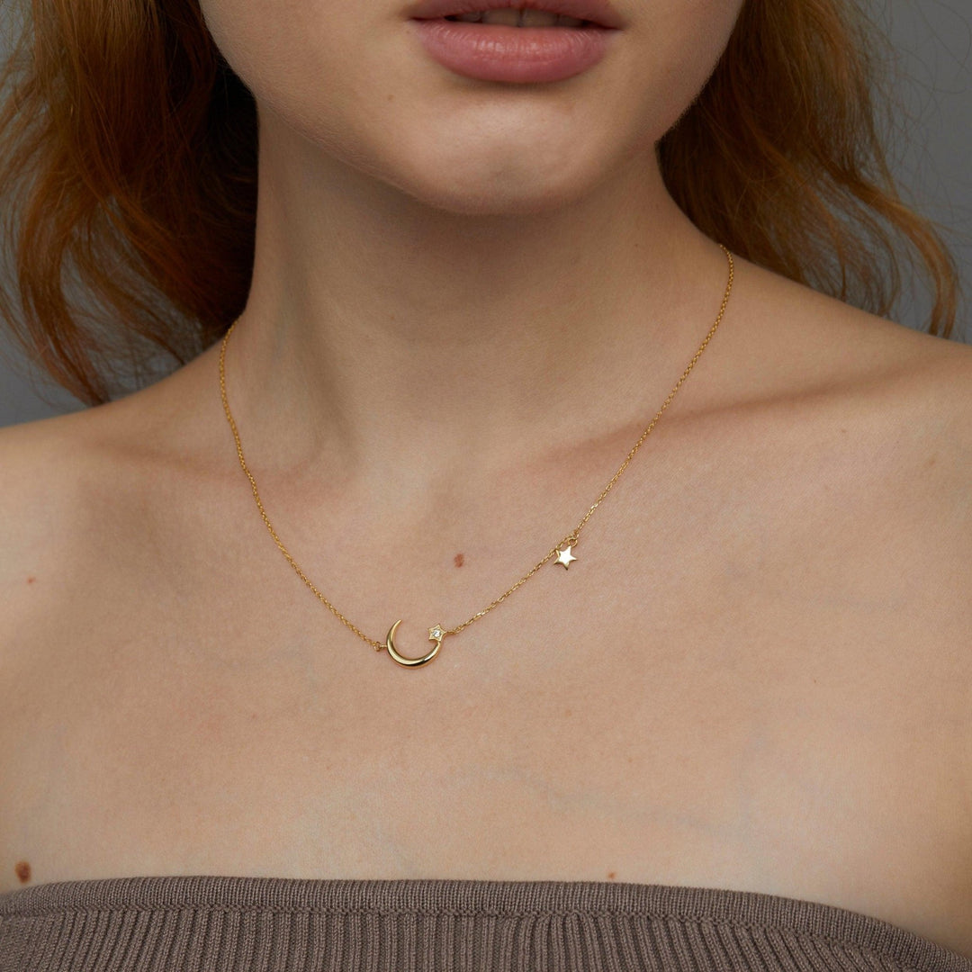 The Moon and Star Necklace as a graduation gift in 18K Gold Vermeil. Tarnish-resistant, made for keeping.