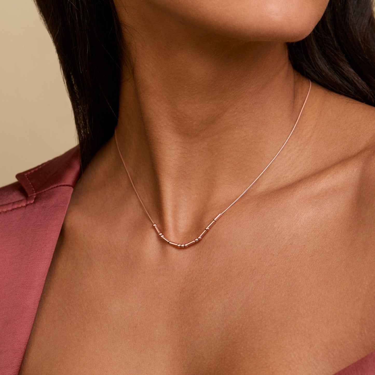 The Morse Code Necklace as an anniversary gift in 18K Gold Vermeil. Safe for sensitive skin, made for keeping.