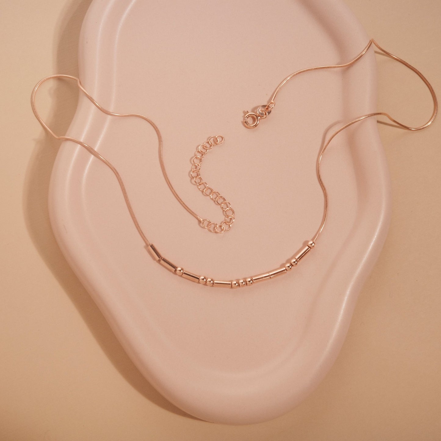 Morse Code Necklace styled with complementary pieces in 18K Gold Vermeil. Hypoallergenic, no green marks, layered looks.