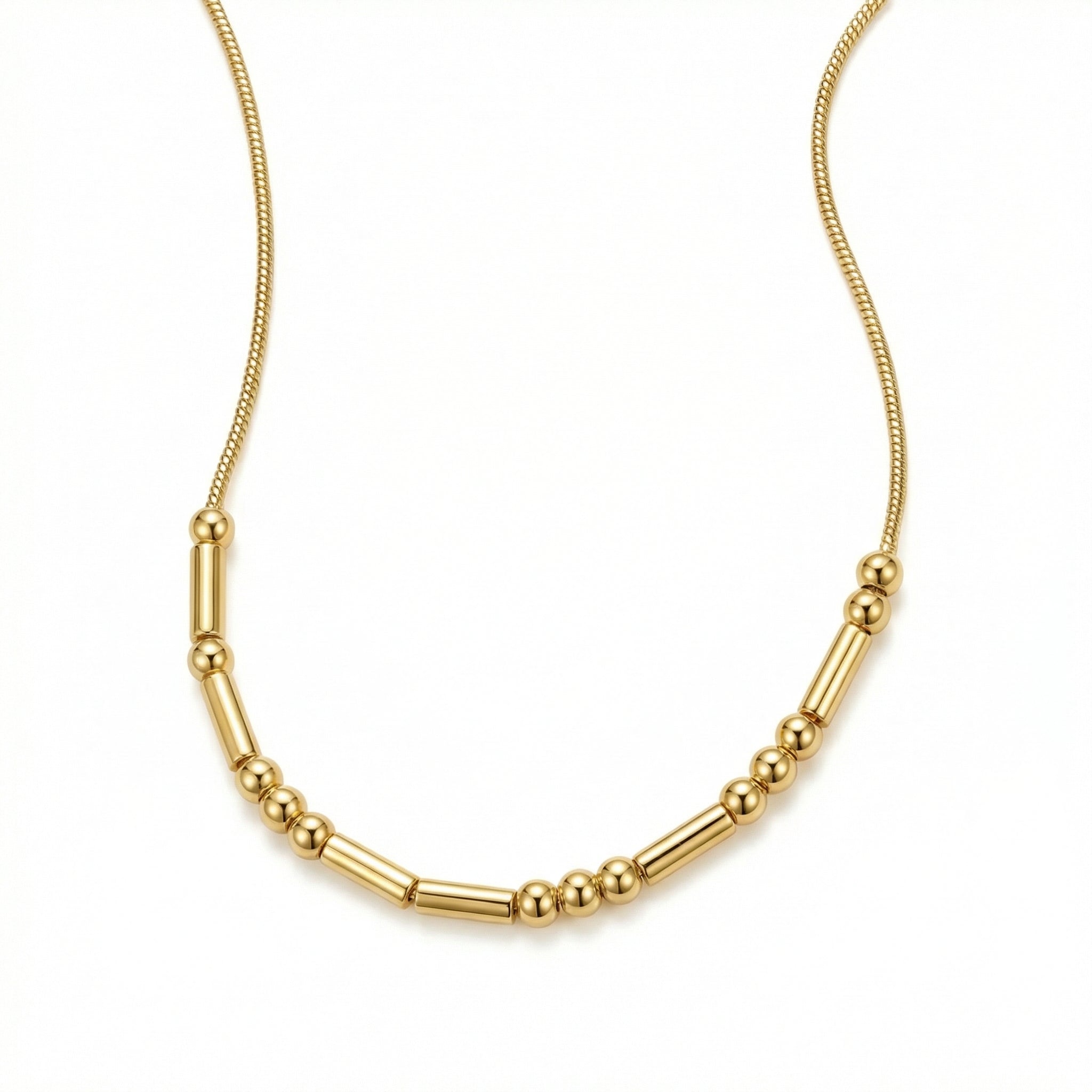Morse Code Necklace in 18K Gold Vermeil. Tarnish-resistant, perfect for daily wear.