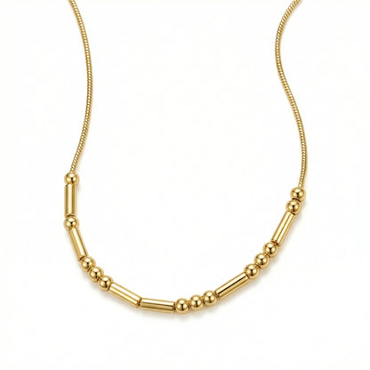 Morse Code Necklace in 18K Gold Vermeil. Tarnish-resistant, perfect for daily wear.