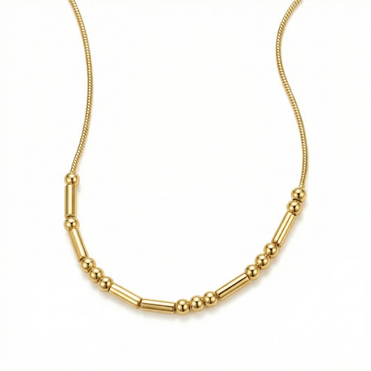 Morse Code Necklace in 18K Gold Vermeil. Tarnish-resistant, perfect for daily wear.