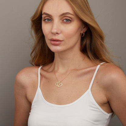 The Multi-Heart Name Necklace worn in 18K Gold Vermeil — refined accessory for women. Safe for sensitive skin.