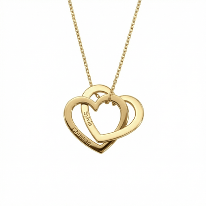 Multi-Heart Name Necklace in 18K Gold Vermeil. Tarnish-resistant, perfect for daily wear.