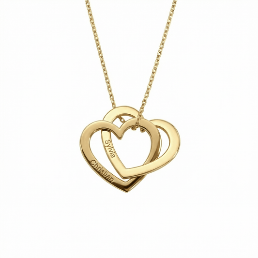 Multi-Heart Name Necklace in 18K Gold Vermeil. Tarnish-resistant, perfect for daily wear.
